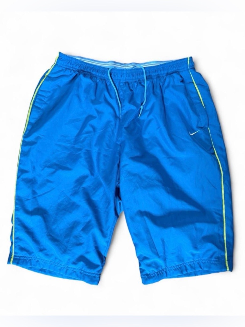 Vintage Blue Nike Performance Shorts with Green Trim